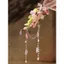 Mũ Hanfu màu đào phong cách Trung Quốc với tua rua thủy tinh và thiết kế cổ điển phù hợp khiêu vũ