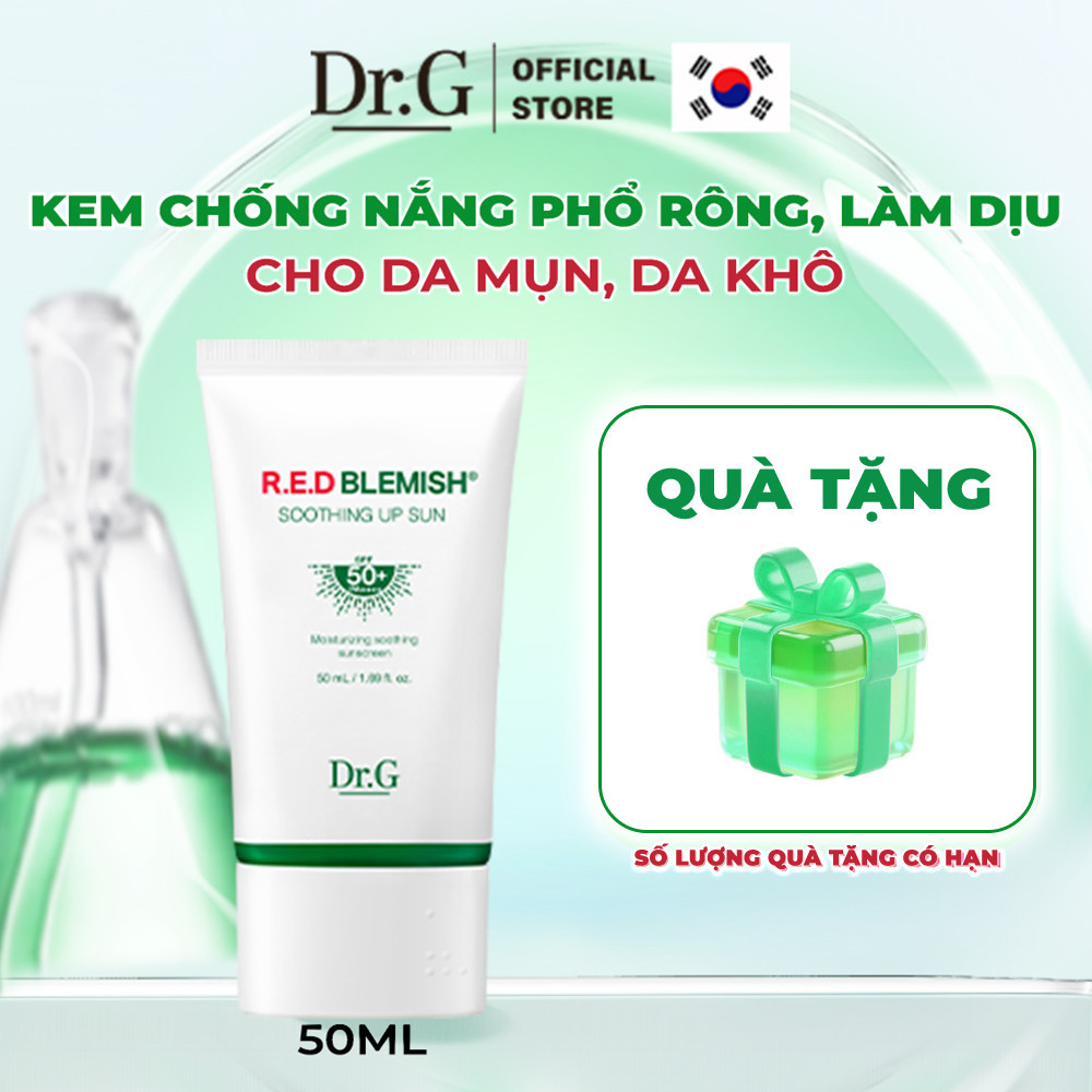 Sử dụng Tuýp Kem Chống Nắng Dr.g Phổ Rộng Cho Da Mụn R.E.D Blemish Soothing Up Sun Spf50+ Pa++++ 50ml Chống Nắng Thế ...