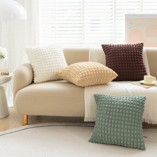 Nhung Đệm Sofa Gối Sọc Vuông Mềm Mại Sang Trọng Chống Trơn Trượt Có Thể Giặt Trang Trí Nhà