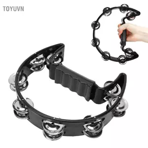 toyuvn Mingzhe HÌNH MÈO ĐEN TAY CẦM KHÔNG TRƯỢT NỬA TRĂNG CẦM TAY TAMBORINE JINGLE CHO BÊN