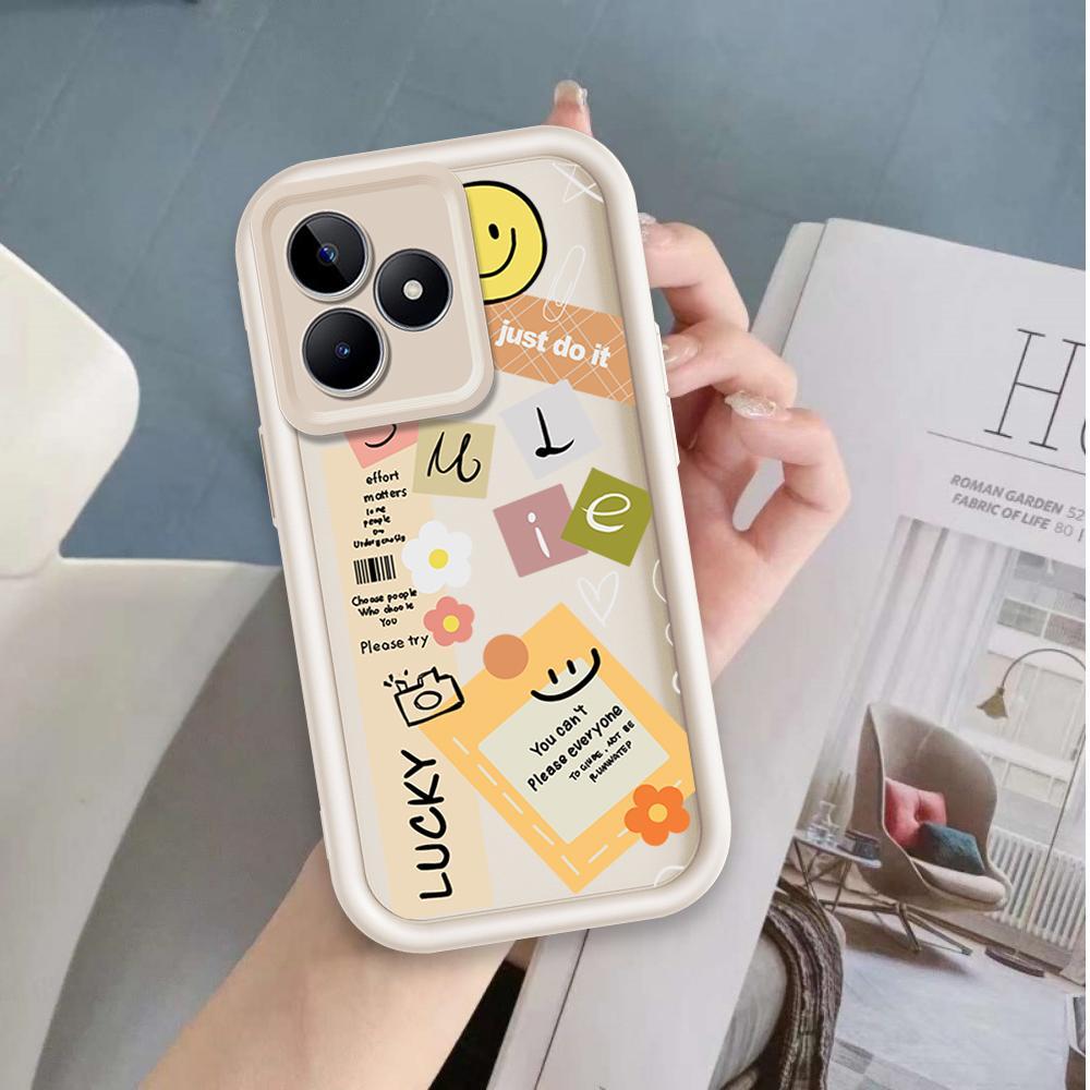 Ốp Lưng Cho Realme C53 C51 Note 50 C63 C61 Hoạt Hình Silicon Phụ Kiện Vỏ Điện Thoại Mềm Nhãn TPU Nụ Cười Hoa Mắt Thiên Thần Ốp Lưng Chống Sốc