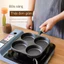 Thiết bị trứng tráng VN, Chất liệu gang, Thiết kế bốn lỗ, Thích hợp cho bánh mì và bánh thịt Omelette, có kẹp, Chảo không tráng, dễ dính, Thích hợp cho bếp Gas và Chảo Mini.