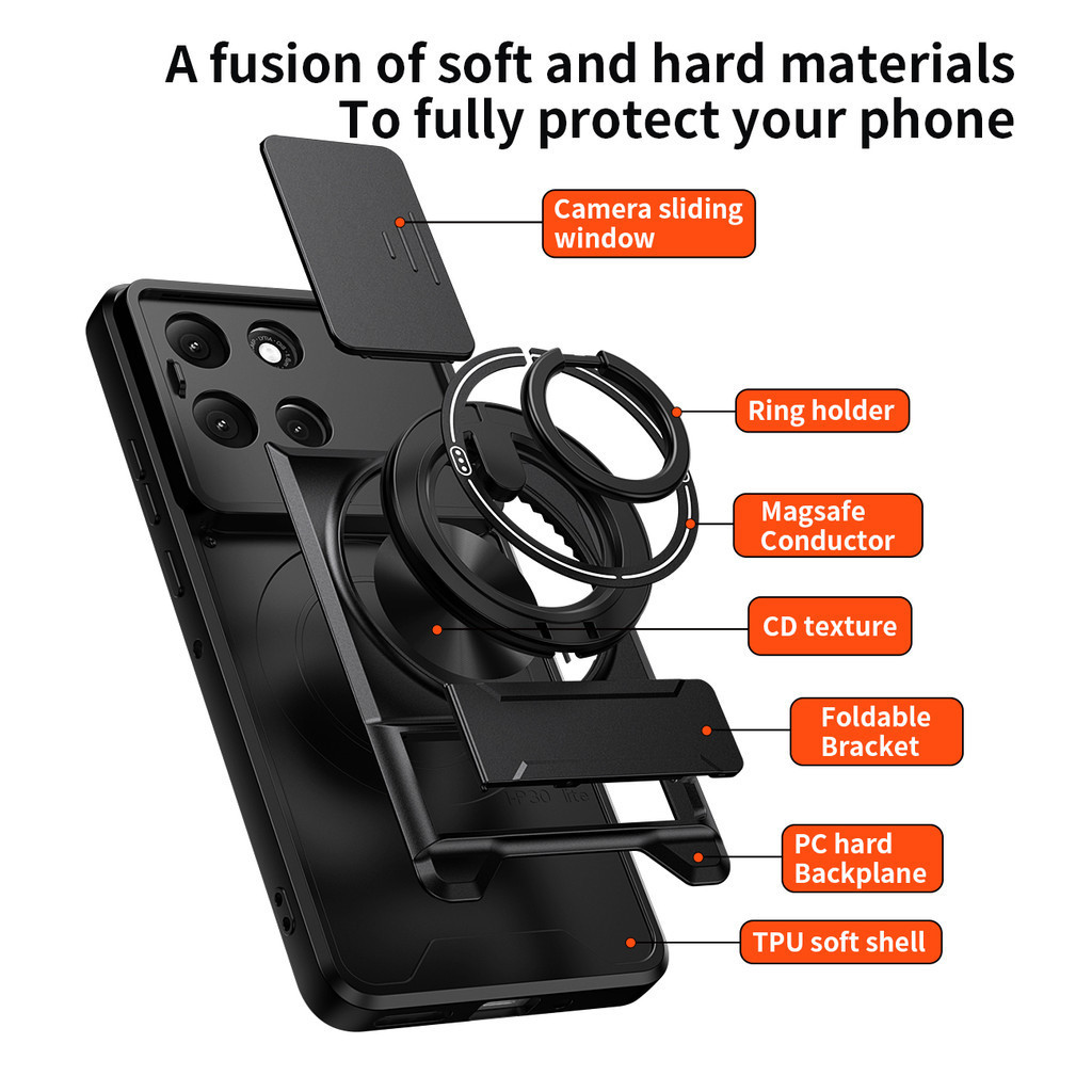 Ốp Điện Thoại Đa Năng Sang Trọng Thích Hợp Cho Motorola G86 G84 G85 5G Dây 360°Giá đỡ vòng có vỏ máy ảnh Vỏ bảo vệ toàn diện chống sốc