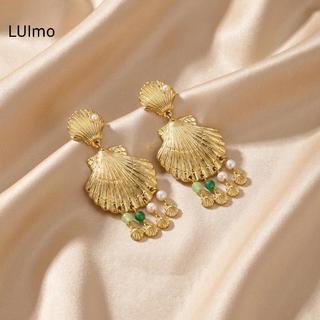 LUImo Nữ Boho Ngọc Trai Thả Bông Tai Sao Biển Thiết Kế Vintage Vàng Trang Sức Cho Đi Biển Kỳ Nghỉ Trang Phục SBS