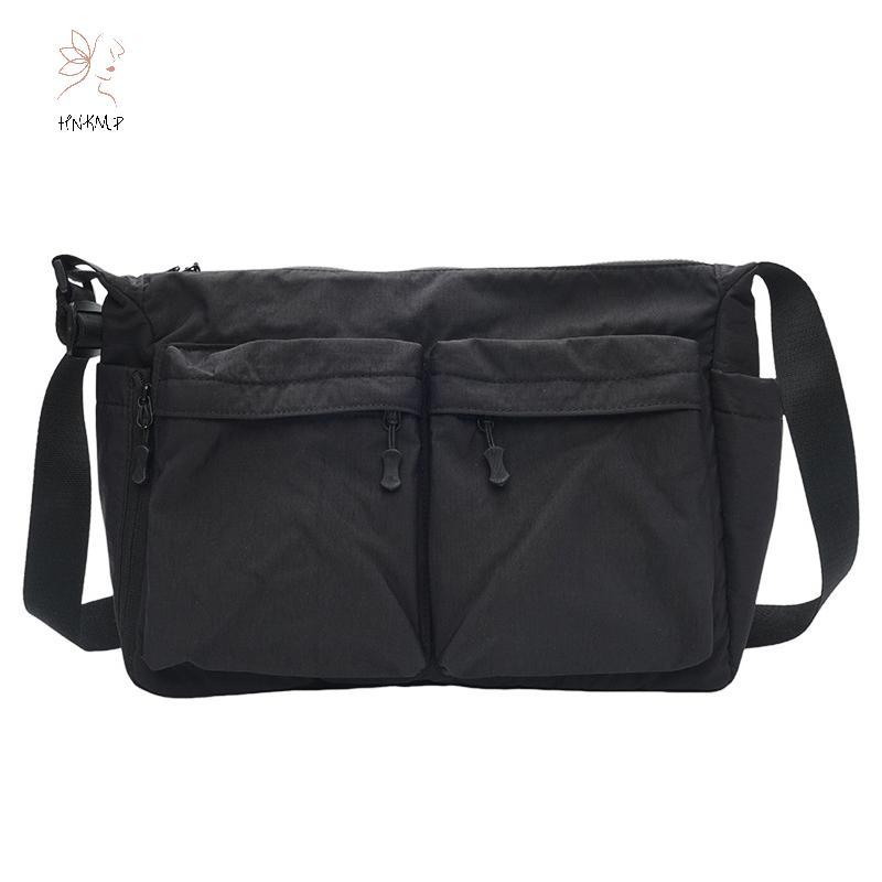 HNKMP Túi Messenger nhiều lỗ thông thường, túi đeo vai Nylon thời trang, túi xách lớn du lịch mua sắm, ví Tote