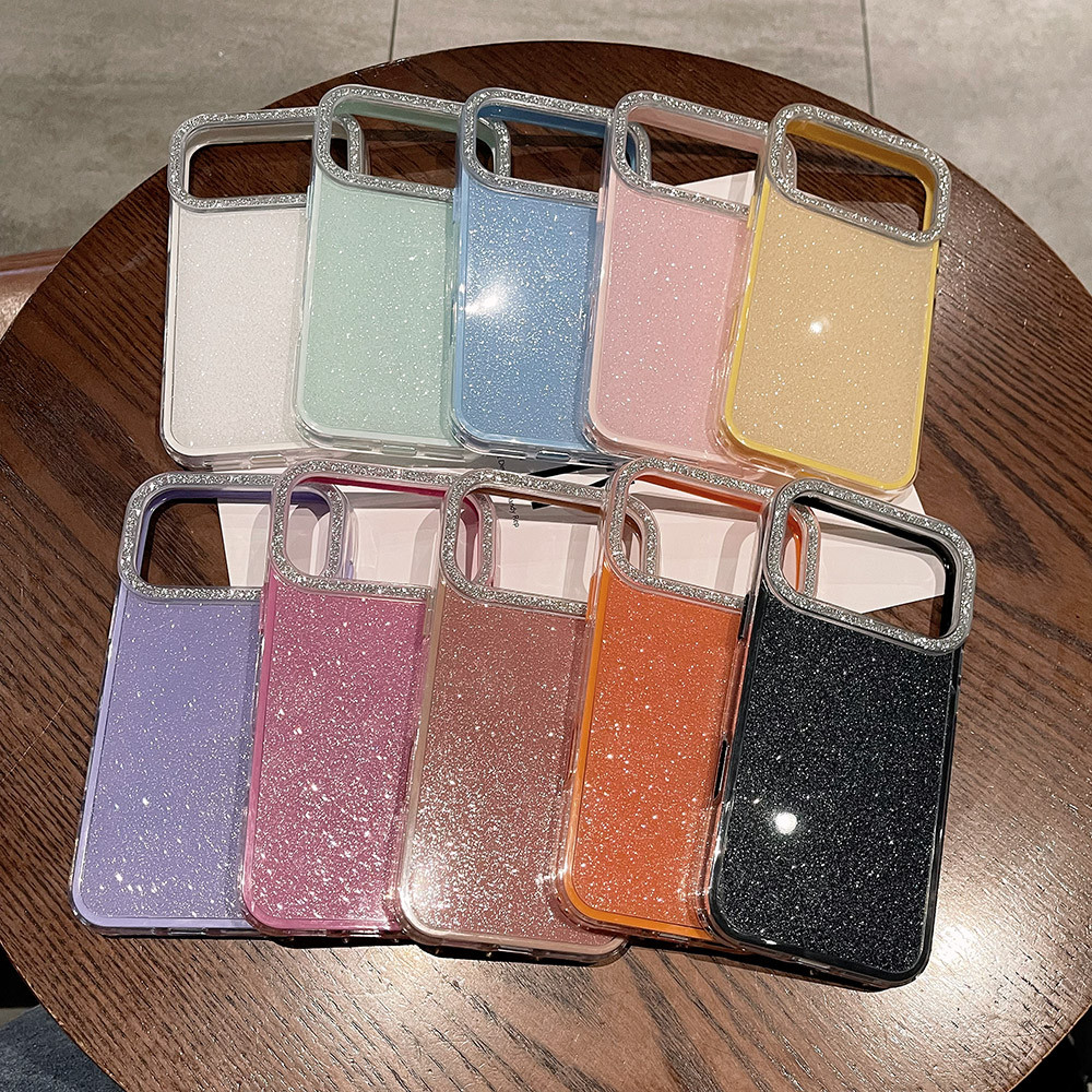 Ốp Điện Thoại Acrylic 2 Trong 1 Lấp Lánh Cho iPhone 17 Pro Max 16 15 14 13 12 11 Vỏ Bảo Vệ Chống Sốc