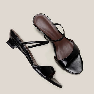 Giày Sandal Nữ Mũi Tròn Slip-On Dày Gót 35-42