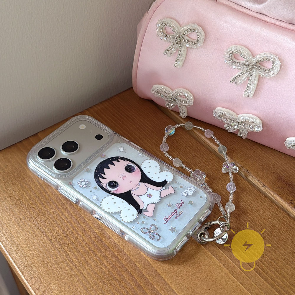 Phone Case For iPhone 17 Pro Max 16 15 14 13 TPU Transparent Chain Wings Angel Air Bag Gilding Aesthetic Korean Cute