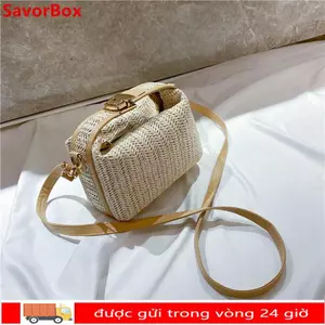 Ví dệt SAVORBOX, Túi đeo vai nhỏ đeo chéo, Túi đi biển đan ống hút thời trang phong cách Bohemian dành cho nữ