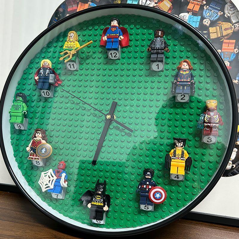 Lego Khối Xây Dựng Đồng Hồ DIY Treo Tường Phòng Trẻ Em Phòng Ngủ Đồng Hồ Treo Tường Để Bàn Xoay Bàn Kính Gương Bề Mặt Mu