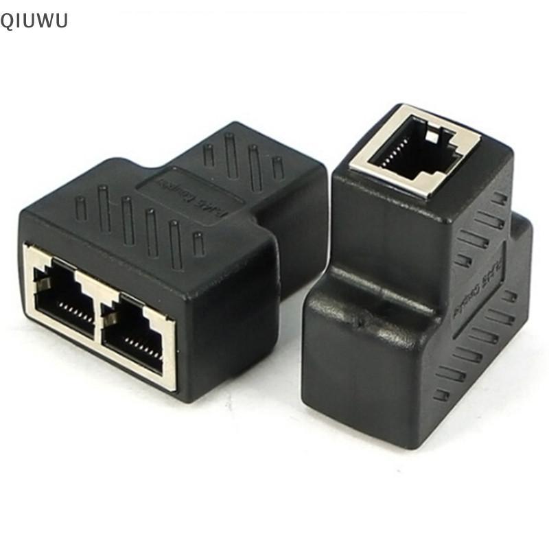 QIUWU 1 Đến 2 Cách Cáp Mạng LAN Ethernet RJ45 Bộ Chuyển Đổi Đầu Nối Bộ Chia Nữ.