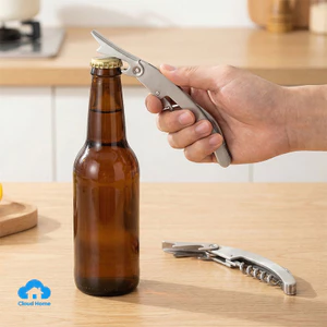 Dụng cụ mở nắp chai rượu và bia đa năng, có thể gập lại, làm bằng thép không gỉ 2cr13 với đầu hình nón xoắn ốc.