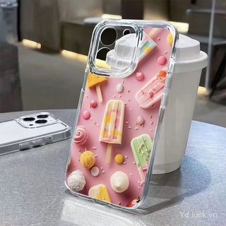 Ốp điện thoại chống sốc trong suốt sáng tạo kem hồng mùa hè Thích hợp cho iPhone 17promax / 14promax / 16 / 13 / 15pro / 12pro / 11 / xs / 14plus Vỏ chống sốc