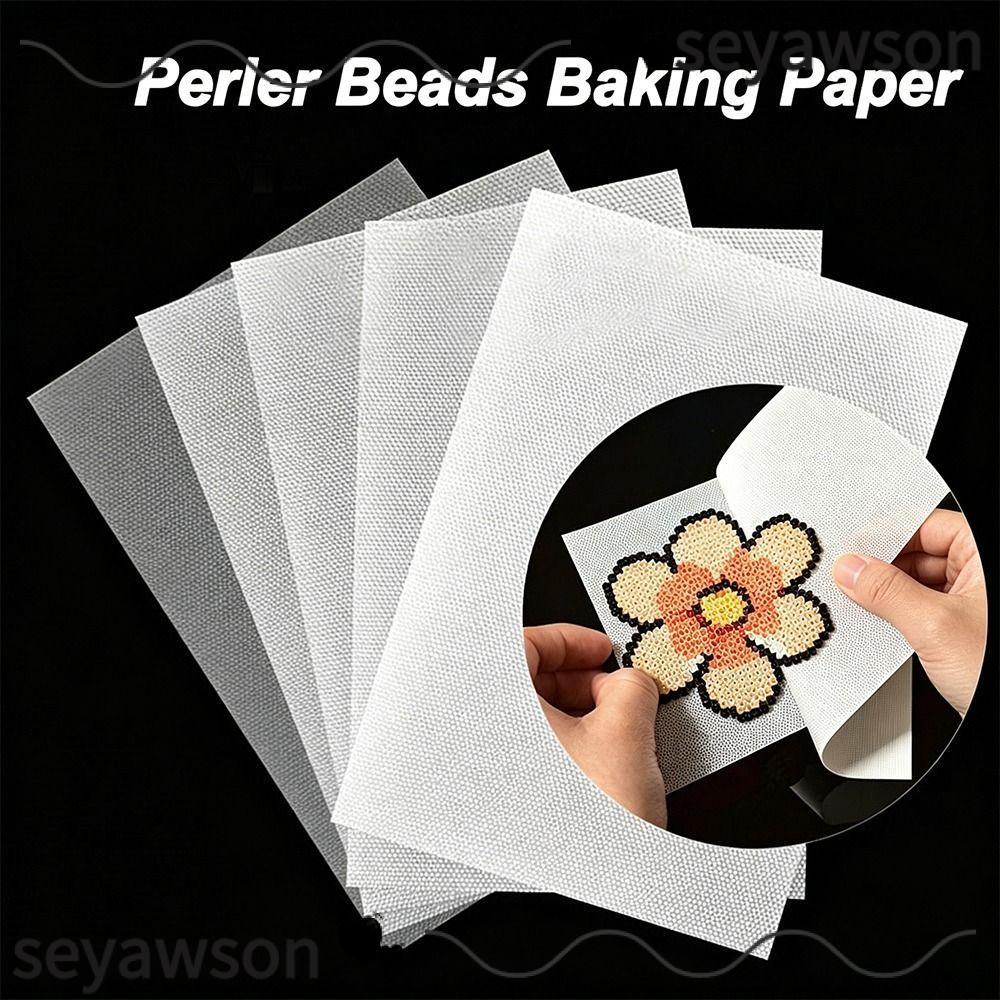 Giấy nướng hạt SEYAWSON Perler, Vải ủi chịu nhiệt độ cao thủ công cho hạt Perler, Kết cấu thô màu trắng Máy hỗ trợ ủi tái sử dụng Hạt cầu chì Vải ủi