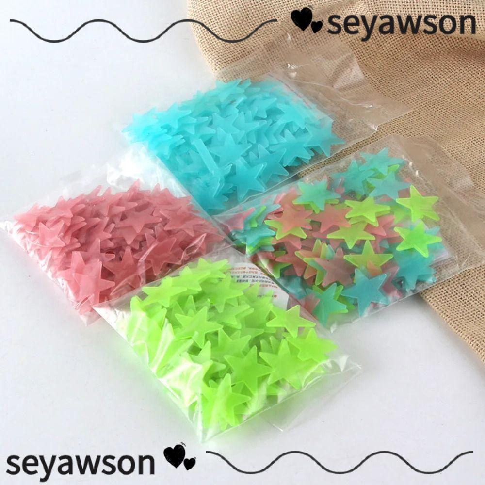 SEYAWSON 100 Cái / bộ Miếng Dán Tường Dạ Quang, Trang Trí Mẫu Giáo Ngôi Sao Đầy Màu Sắc Dạ Quang Decal, Thời Trang DIY Phát Sáng Trong Bóng Tối Dán Nghệ Thuật Treo Tường Trẻ Em Trang Trí Phòng Bé