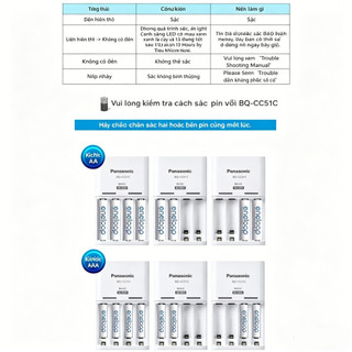 Bộ sạc chính hãng Panasonic Eneloop BQ-CC51C có pin sạc AA / AAA 1.2V NiMH 1900mAh Gói 4 (Trắng)