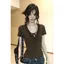 Áo thun ngắn tay cổ chữ v Hot Girl của Mỹ dành cho nữ mùa hè ren thiết kế có dây buộc thiết kế Sense Slim-Fit Slimmer Look Short Top