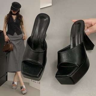 Giày Cao Gót Nữ Mũi Vuông Dày Gót Slip-On Thời Trang