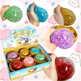 Hộp bí ẩn bánh bao lấp lánh: Quả bóng căng thẳng 6 màu, Đồ chơi cảm giác để bàn thẩm mỹ, Quà tặng Fidget văn phòng sáng tạo