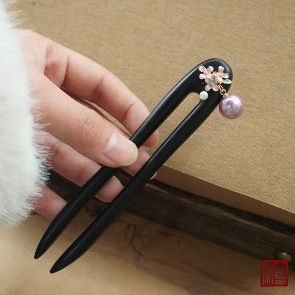 WHX-Hairpin 13cm {Purple Huai} Kẹp tóc bằng gỗ đàn hương tím Retro Trung Quốc Niche Thiết kế độc đáo Kẹp tóc