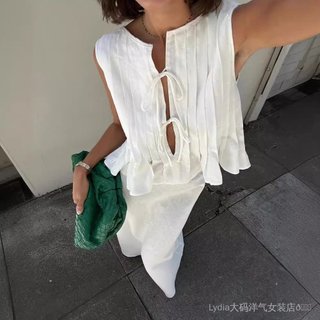 [Ưu đãi đặc biệt trong thời gian có hạn] Quần áo nữ chất lượng cao thời trang Spike 6 màu đủ kích thước Bán chạy Áo sơ mi không tay xếp ly thoáng khí có dây High Street Long