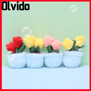 Búp bê sang trọng hoa tulip OLVIDO, Thiết kế hoạt hình Hoa mọng nước phong cách dễ thương, Cây hoa tulip sang trọng hình hoa dễ thương