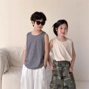 Áo Vest Trẻ Em Mùa Hè 2026 Phiên Bản Hàn Quốc Sọc Áo Vest Không Tay Trẻ Em Thường Ngày Co Giãn Top