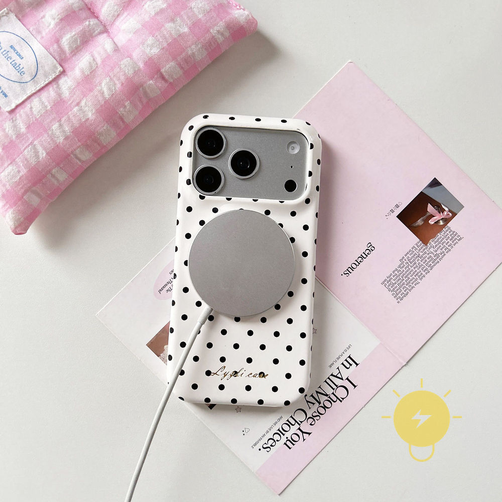 Phone Case For iPhone 17 Pro Max 16 15 14 13 TPU Magnetic Polka Dot Polka Dot Aesthetic Korean Cute