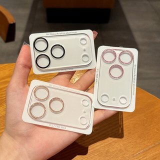 Kính bảo vệ camera iPhone kim tuyến lấp lánh liền khối chống trầy sang trọng cho iPhone 11 12 13 14 15 16 17 Pro Max