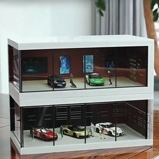 Hộp trưng bày ô tô Acrylic 1 64 LED trưng bày chống bụi Tủ lưu trữ mô hình máy tính để bàn USB