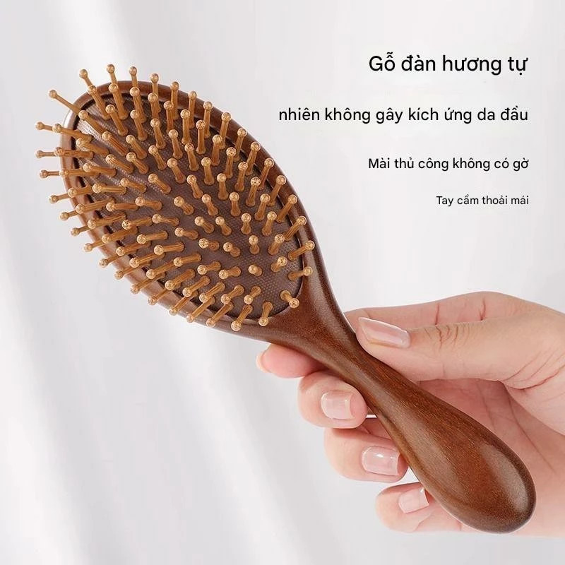 Lược Gỗ Đàn Hương Massage Da Đầu – Chống Rụng Tóc, Gỡ Rối, Giảm Đứt Gãy, Kích Thích Lưu Thông Máu, Giúp Tóc Khỏe Đẹp