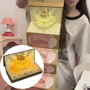 Phong bì màu đỏ sinh nhật 3D, Phong bì đỏ sinh nhật 3D màu vàng có thể gập lại & Thiệp chúc mừng sinh nhật (Chứa 6 thẻ), 1 gói, Phong bì màu đỏ may mắn của tôi cho năm mới của trẻ em