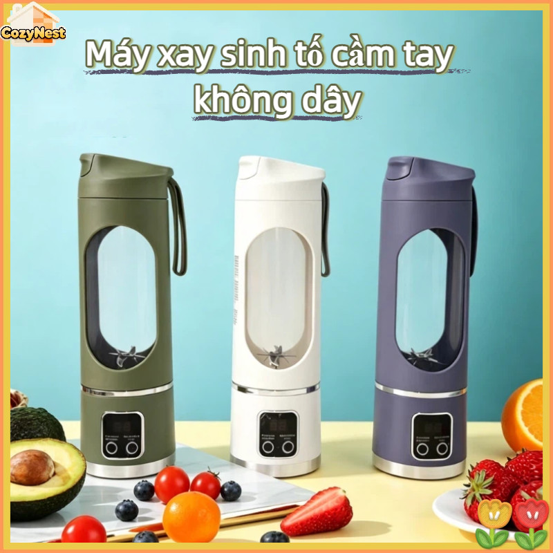 Máy xay sinh tố cầm tay không dây,Máy xay di động cầm tay,dung tích 450ml,10 lưỡi nghiền đá,sạc USB