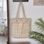 Túi đeo vai PYCOU, Túi Tote thiết kế chấm ren, Canvas hợp thời trang Màu be Đen Dung tích lớn Túi treo du lịch