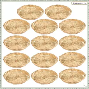 10 CÁI Giá đỡ đĩa giấy tre 9,8 Inch, Giá đỡ đĩa dệt tay cho các bữa tiệc, Dã ngoại và Thịt nướng, Có thể tái sử dụng