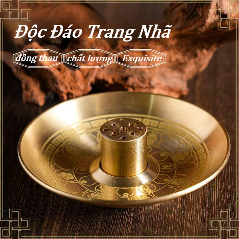 Lư Xông Trầm, đế đặt Nhang Vòng 12h, Khay Cắm Hương, Phụ Kiện đốt Trầm Hương, Chất Liệu đồng Thau