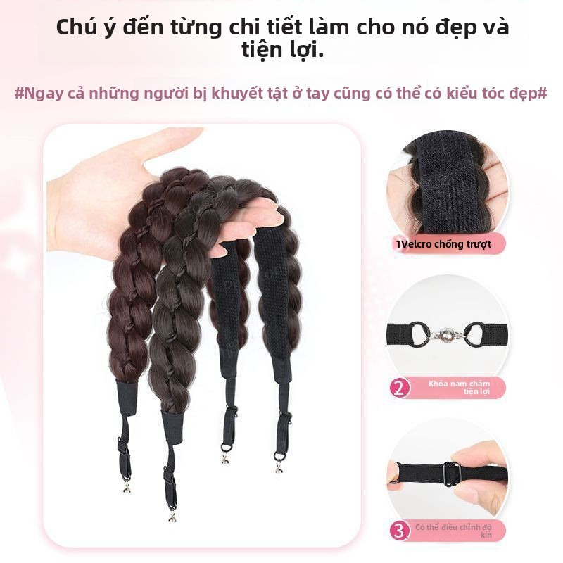 Băng đô từ tính bện,Băng Đô Tóc Giả,Băng đô bện kiểu đuôi cá,Dây Đội Đầu & Tóc Nối,Tạo Tháo 1 Giây,Tóc Dày Tự Nhiên