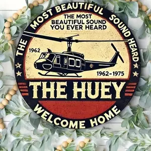 CIFbuy Retro Huey Trực Thăng Kim Loại Tín Hiệu Cho Người Hang Nhà Để Xe Thanh Nghệ Thuật Treo Tường