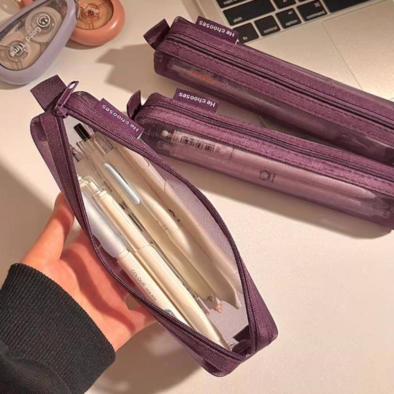 HFSHY Nylon Lưới Trang Điểm Sắp Xếp Trong Suốt Có Thể Nhìn Thấy Dung Tích Lớn Di Động Cho Lipsti Bút Chì Kẻ Lông Mày Lưu Trữ Du Lịch VN