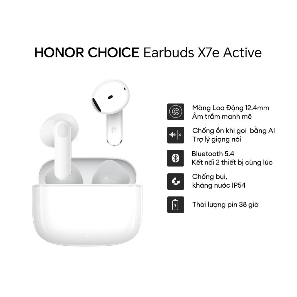 Tai Nghe Bluetooth Honor Choice Earbuds X7e Active Thời Lượng Pin Lên đến 38 Giờ Kháng Bụi Và Nước IP54 Tiện Mang Theo