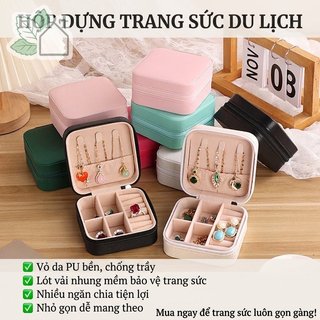 Hộp Đựng Trang Sức Di Động Da PU Mềm Nhung Du Lịch Tổ Chức Nhẫn Vòng Cổ Bông Tai Hộp Bảo Quản