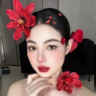 1 Bộ Mũ Buộc Tóc Hoa Đỏ Cô Dâu - Phụ Kiện Thời Trang Cho Đám Cưới