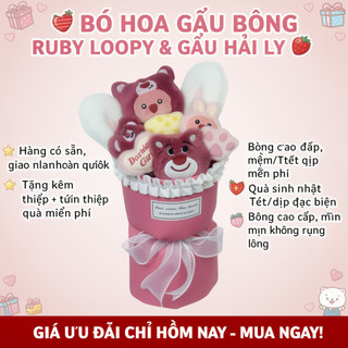 Loopy Sang Trọng Bó Hoa Nhung Mềm Búp Bê Túi Quà Tặng Thiệp Chúc Mừng Sinh Nhật Valentine Nữ