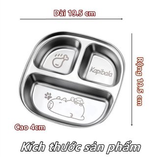 Thép không gỉ Bé Đĩa Capybara Thiết Kế 3 Ngăn Thìa Dễ Dàng Vệ Sinh Khay Ăn Trưa Cho Bé