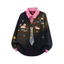 VN Áo sơ mi hai mảnh cổ áo graffiti tie-in, kích thước lớn, phù hợp unisex