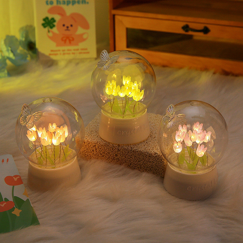 Đèn Ngủ Hoa Tulip Hình Cầu 10 Bông, DIY Tự Lắp Ráp, ánh Sáng Dịu Nhẹ, Tốt Nghiệp