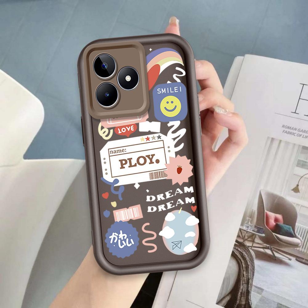 Ốp Lưng Cho Realme C53 C51 Note 50 C63 C61 Hoạt Hình Silicon Phụ Kiện Vỏ Điện Thoại Mềm Nhãn TPU Nụ Cười Hoa Mắt Thiên Thần Ốp Lưng Chống Sốc