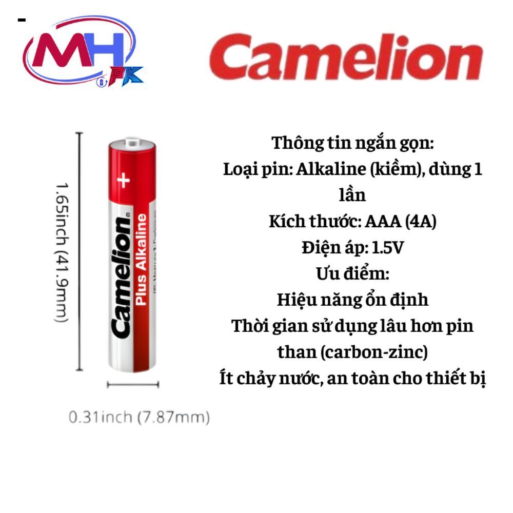 Bộ 2 pin AAAA Camelion 1.5V Alkaline LR8D425 tối ưu cho bút cảm ứng, remote cửa điện.