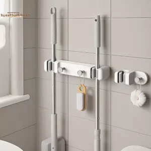 TRTR Cây Lau Nhà Kẹp Phòng Tắm Treo Tường Không Khoan Chổi Giá Đỡ Cây Lau Nhà Lưu Trữ Ra Tổ Chức Móc Cho Gia Đình Phòng Tắm Vệ Sinh Dụng Cụ Vệ Sinh VN