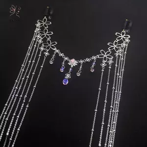 HNKMP Vintage Tóc Trang Sức Phong Cách Trung Quốc Hợp Kim Thời Trang Kim Cương Giả Dây Xích sel Trang Sức Mũ Trang Trí Đầu Kẹp Tóc Trung Quốc Phụ Kiện Tóc.